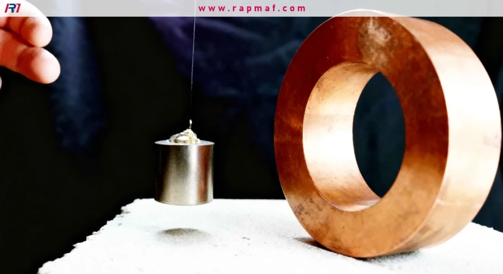 This image appears to show a scientific experiment demonstrating the nuanced magnetic properties of copper.