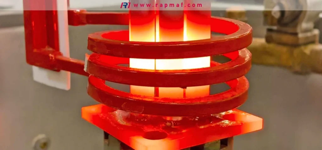 The advanced process of induction brazing, where a metal assembly is heated to a glowing red-hot temperature inside an electromagnetic coil. This clean, precise, and automatable joining method offered by manufacturers like Rapmaf is a high-tech alternative to traditional welding.