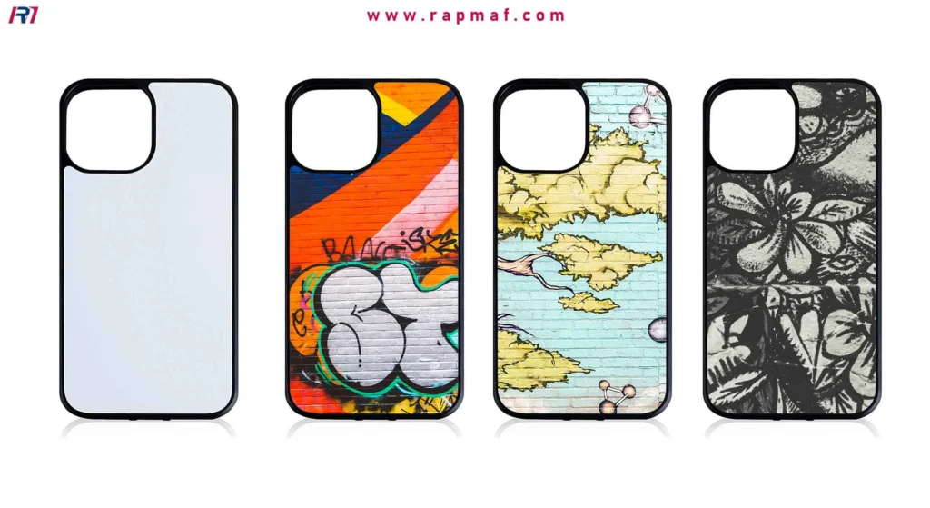 The result of custom UV printing or sublimation on blank phone cases, showing the capability to produce detailed and colorful graphics for wholesale orders.