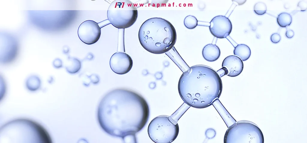 A stylized 3D visualization of molecular structures, with glass-like spheres representing atoms connected by bonds, illustrating the subject of chemical bonding and molecular geometry.