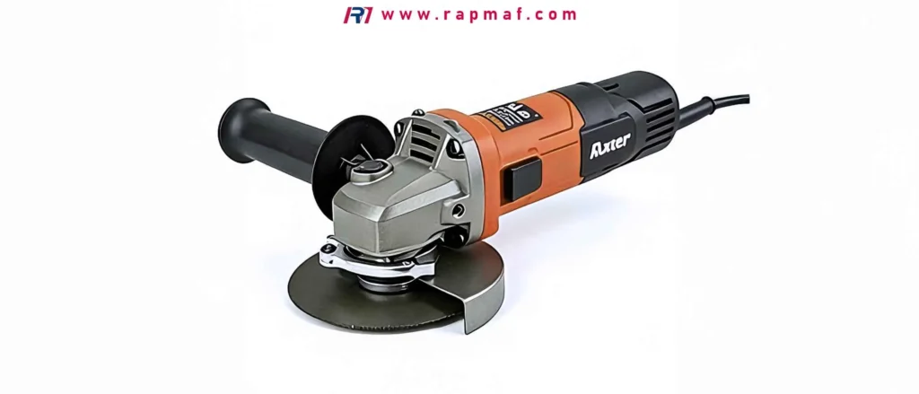A high-speed angle grinder with a metal cutting disc and safety guard, a versatile power tool ranked by Rapmaf in its guide to the best metal cutters for speed and fabrication.