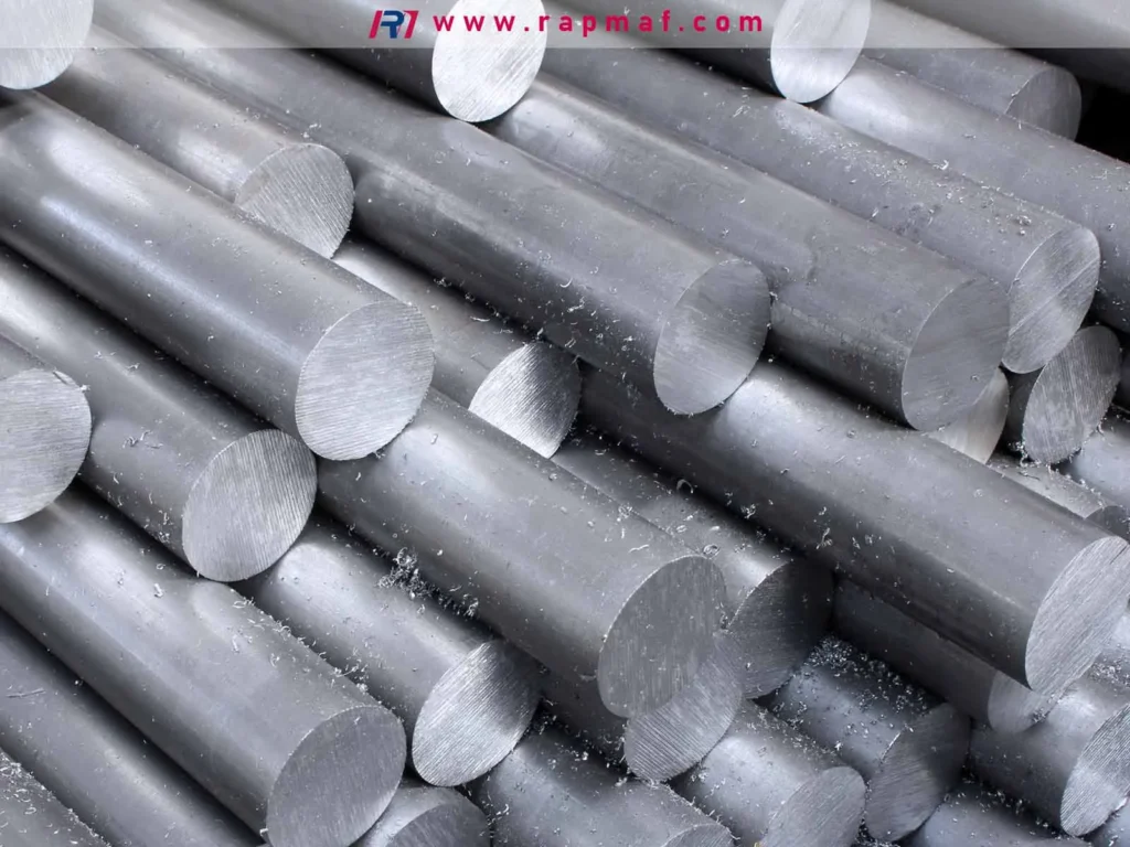 A pile of cut aluminum round bars, a lightweight yet strong metal known for its excellent machinability and high strength-to-weight ratio, ready for CNC turning.