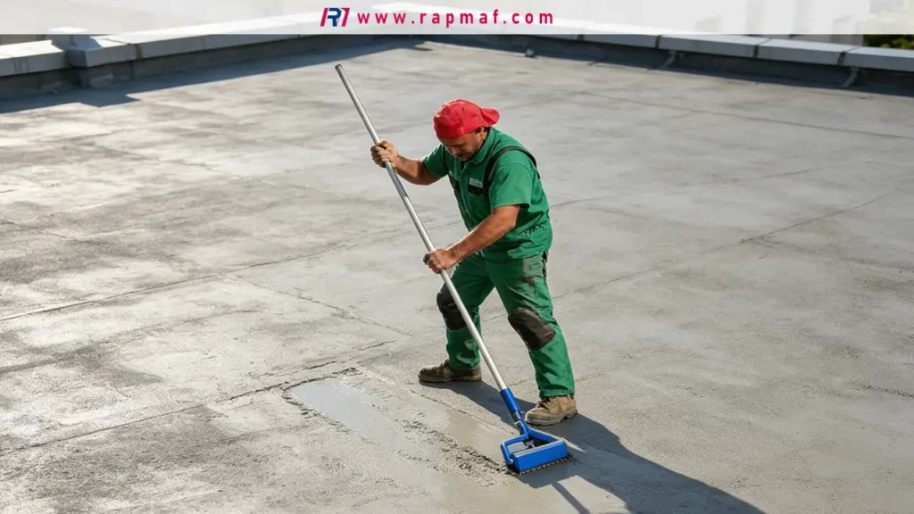 A Rapmaf image for an engineer's guide, illustrating a primary use of EPDM rubber: a worker installing a large, single-ply EPDM roofing membrane on a commercial flat roof to create a durable, waterproof seal.